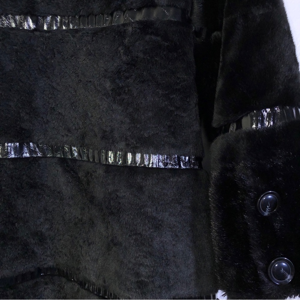 Rachel Zoe Rockstar Black Faux Fur Long Jacket - Picture 8 of 11